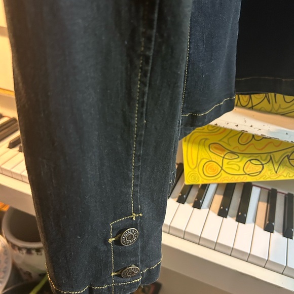 Illegal Jeans Y2K Embroidered Black Denim Jacket Medium - Picture 7 of 12